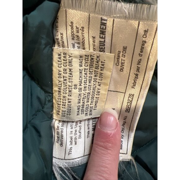 Eddie Bauer Mens Goose Down Quilted Jacket XL Dark Green Nylon Cotton - Picture 5 of 9